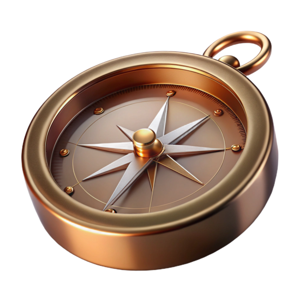 dramatic classic Bronze Compass Angled View Transparent Background professional png