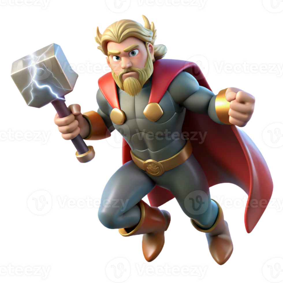 elegant creative Thor Wielding Mjolnir Amidst a Thundersto professional png