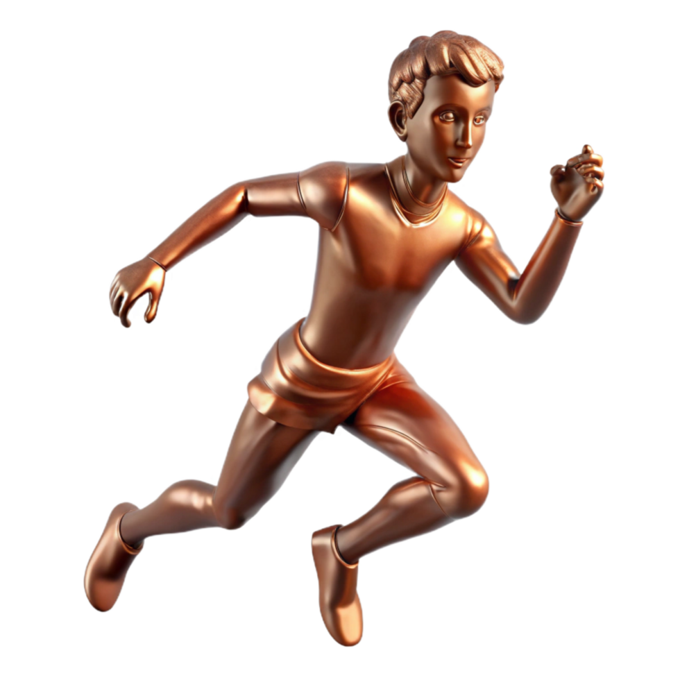 extraordinary creative Bronze Figure in Motion Transparent Background exclusive png