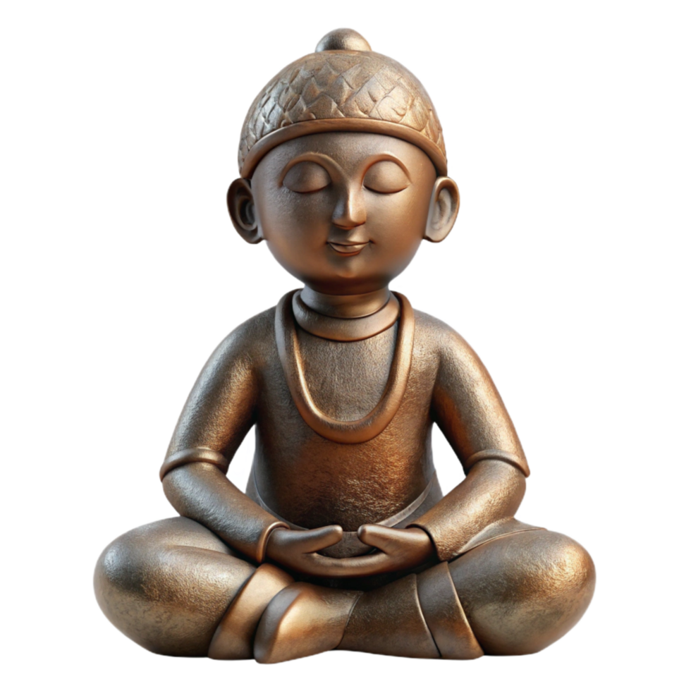 serene abstract Bronze Figurine Seated Pose png