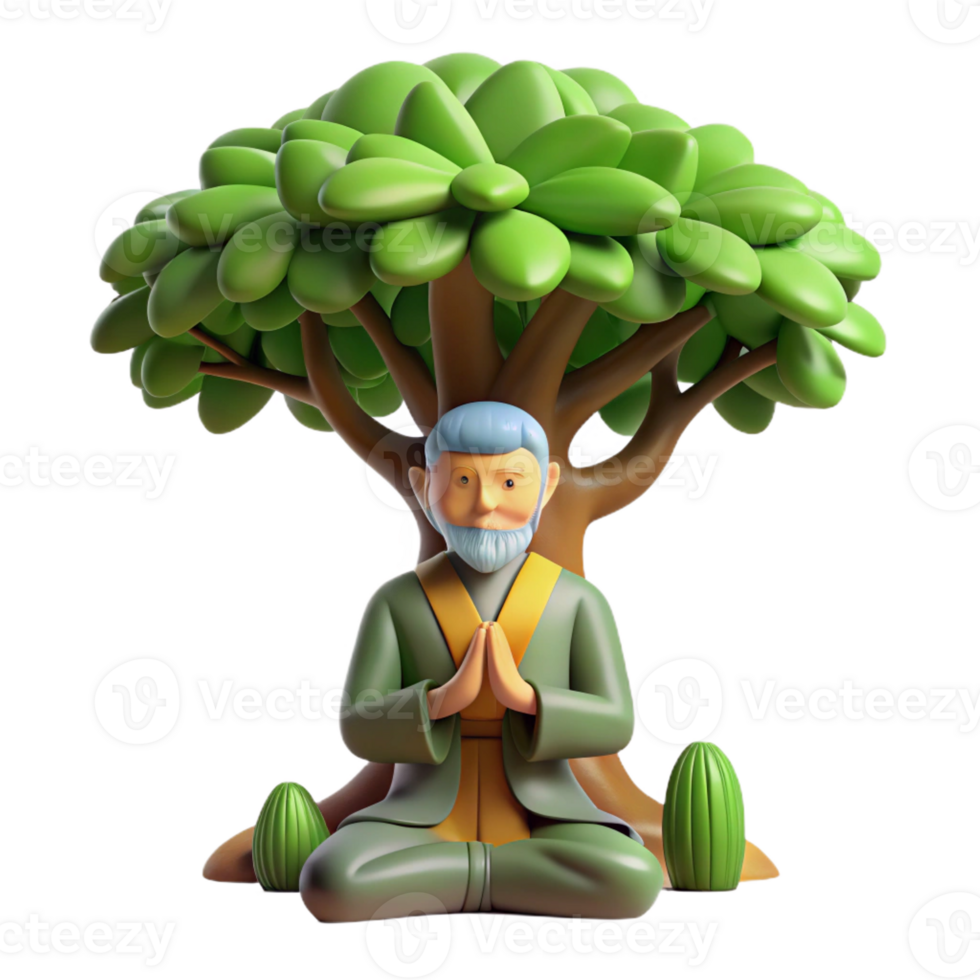wonderful creative A Wise Old Druid Meditating Beneath a Gia high quality png