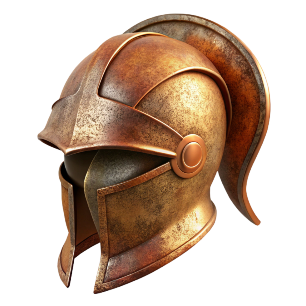 extraordinary vintage Bronze Greek Helmet Profile View Transparent Background high resolution png