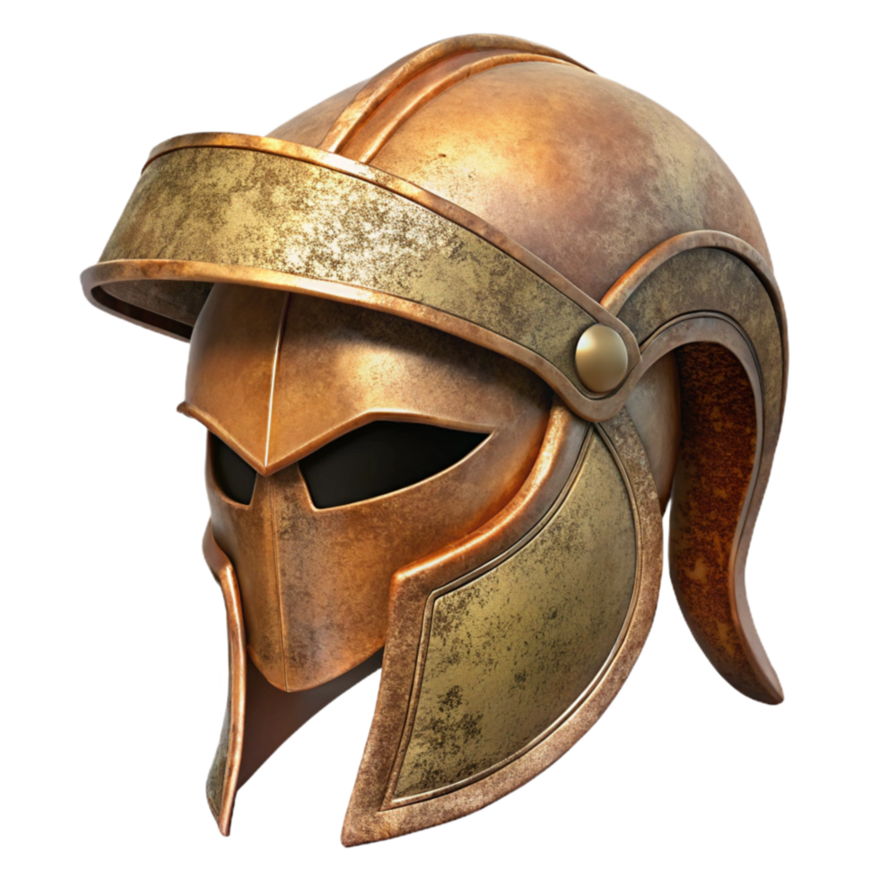 impressive creative Bronze Greek Helmet Profile View Transparent Background genuine png