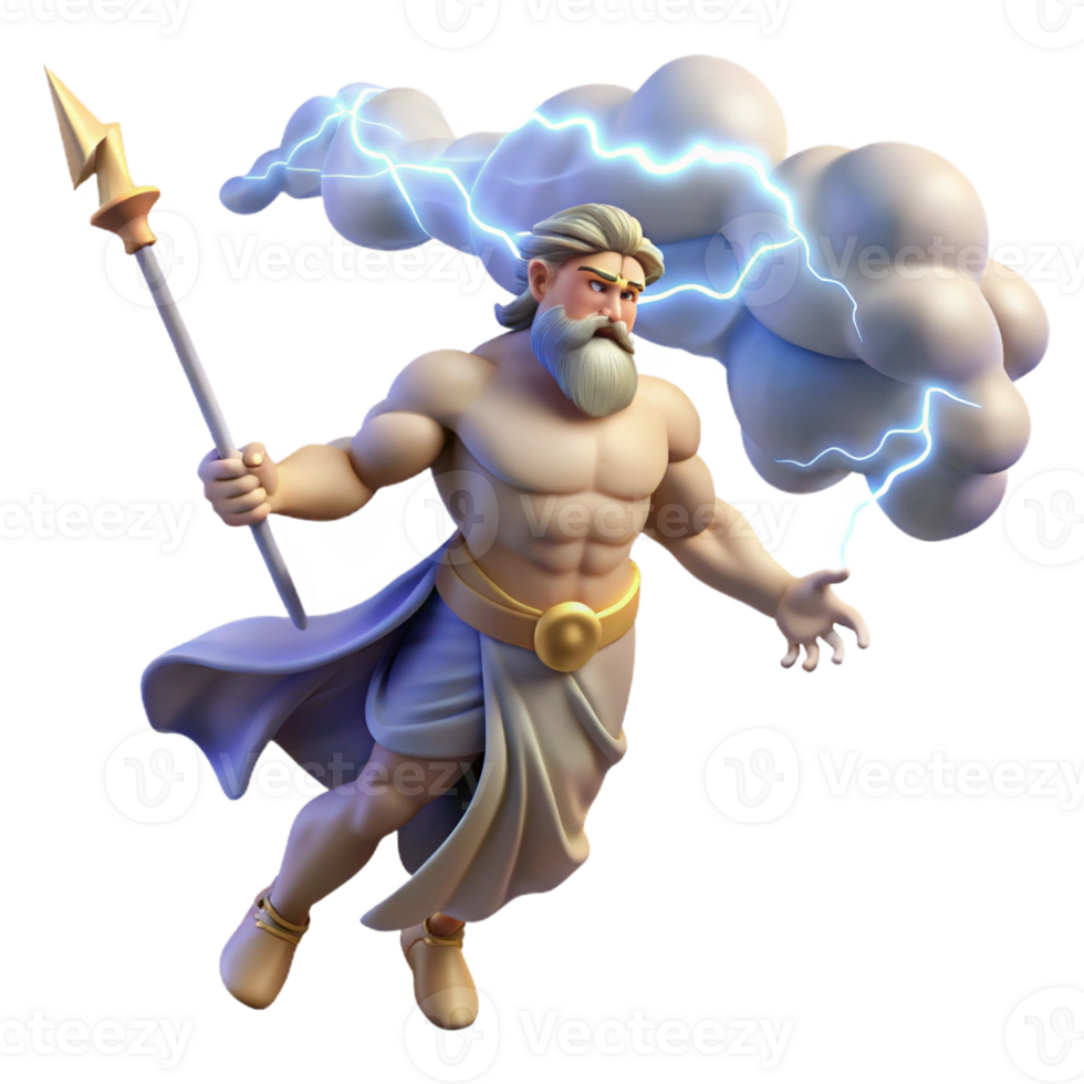 impressive traditional A Powerful Zeus Hurling a Thunderbolt Lig exclusive png