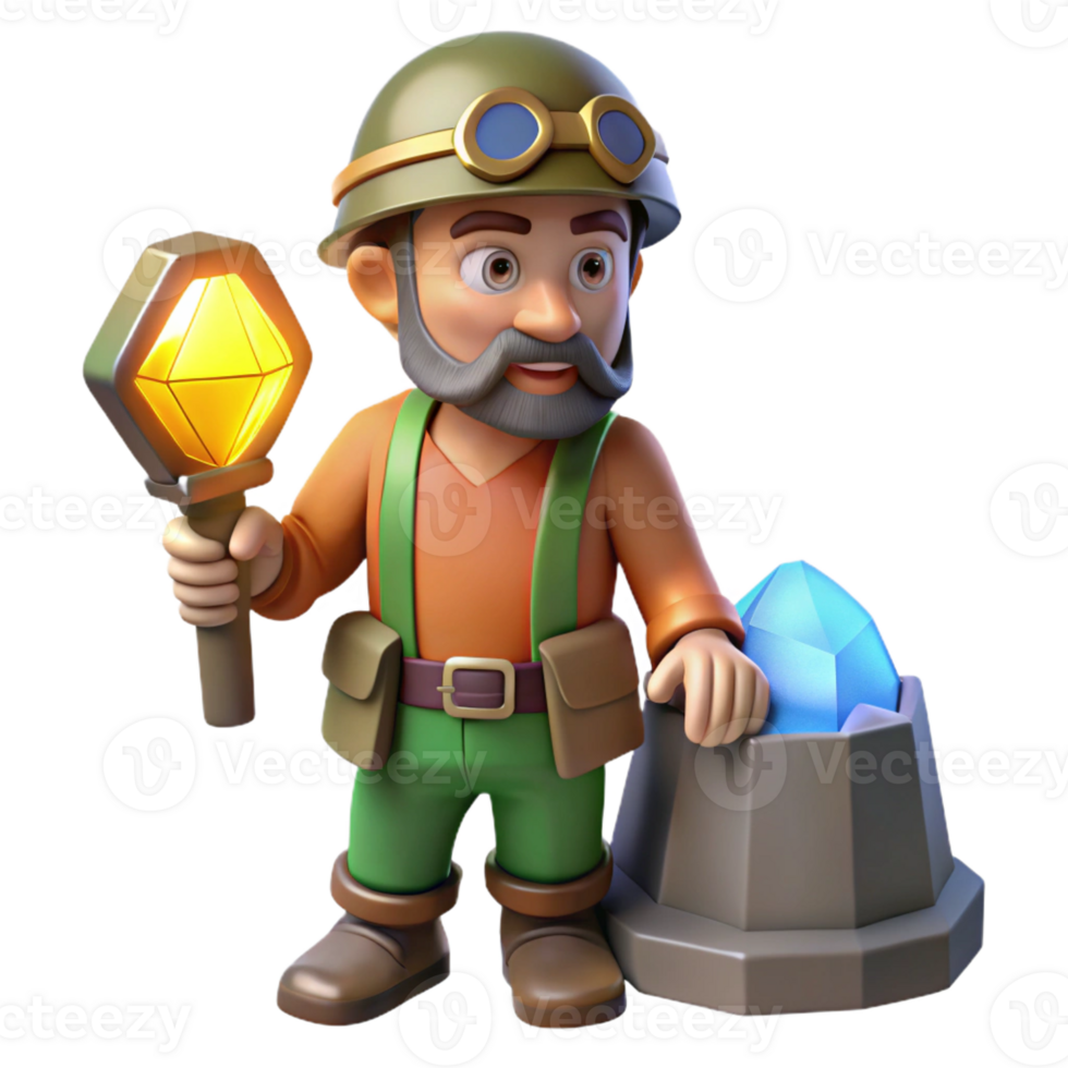 stunning artistic A Stoic Dwarf Miner Holding a Glowing Ge authentic png