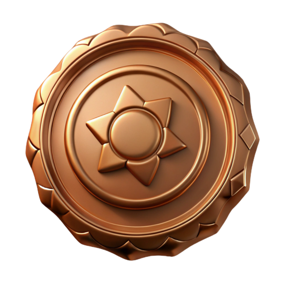 serene modern Bronze Medallion Commemorative Design Cutout premium png