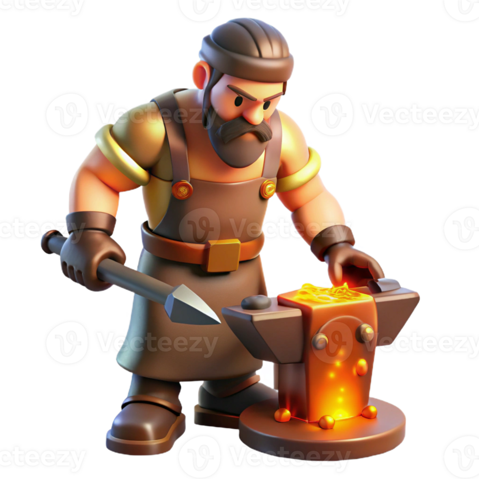 dramatic rustic A Creative Hephaestus Forging a Weapon In professional png