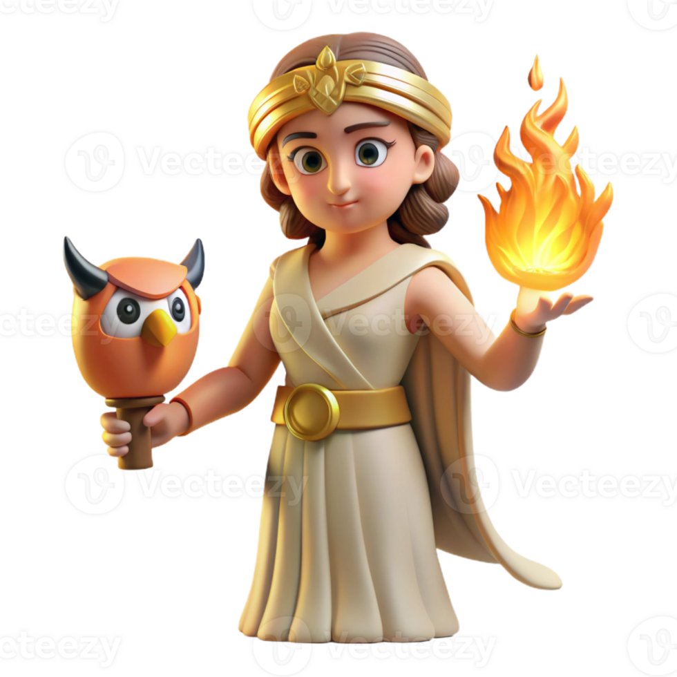 wonderful contemporary A Wise Athena Holding an Owl Bathed in T premium png