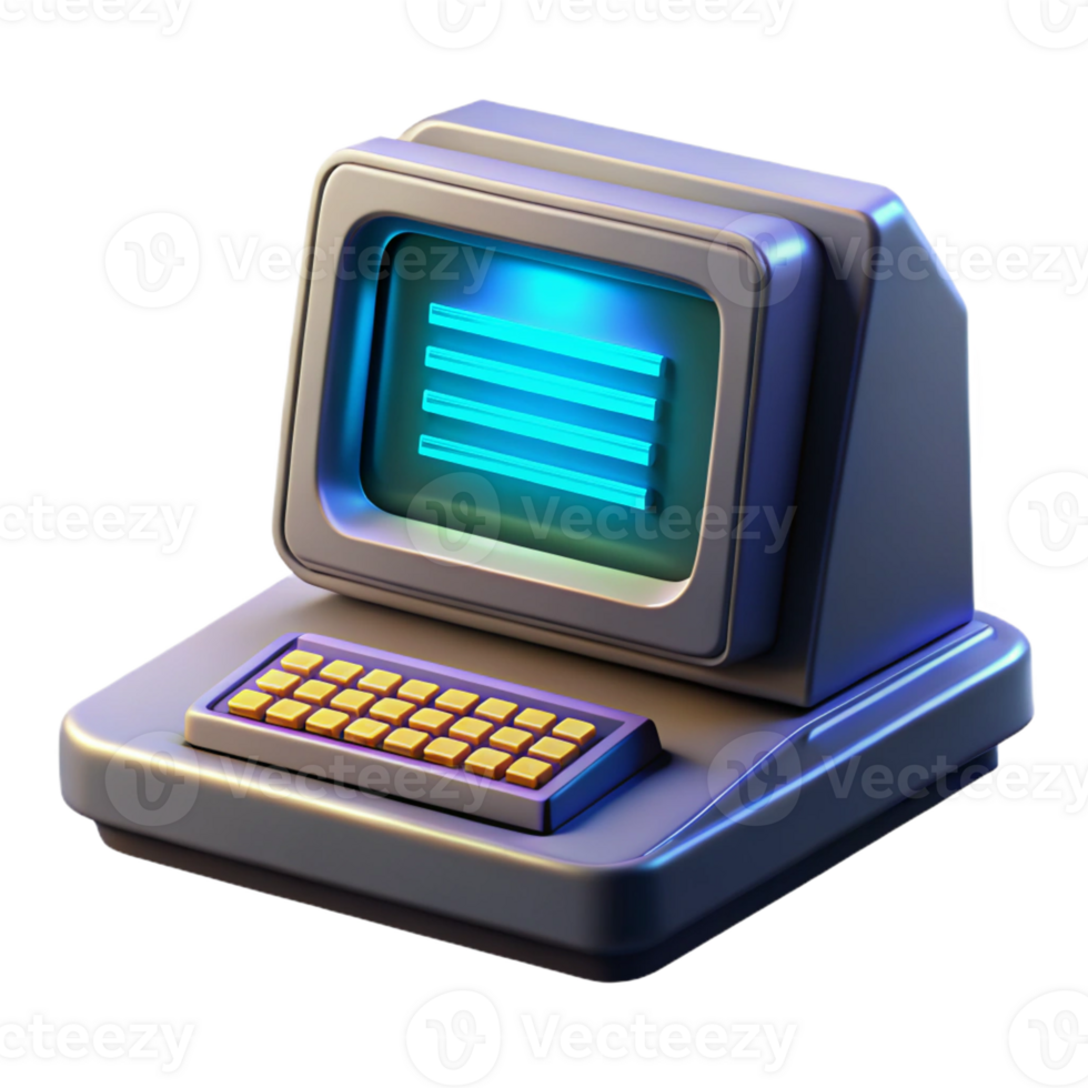 beautiful artistic A Vintage Computer Terminal Displaying detailed png