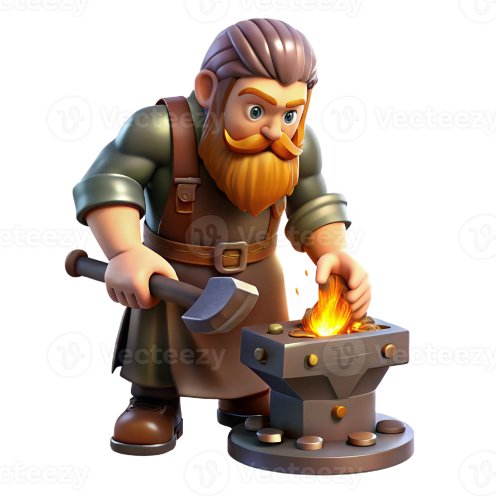 stunning traditional A Stoic Dwarf Blacksmith Forging a Magi original png