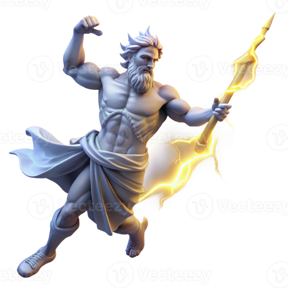 extraordinary modern Zeus Hurling a Thunderbolt Dynamic Pose premium png