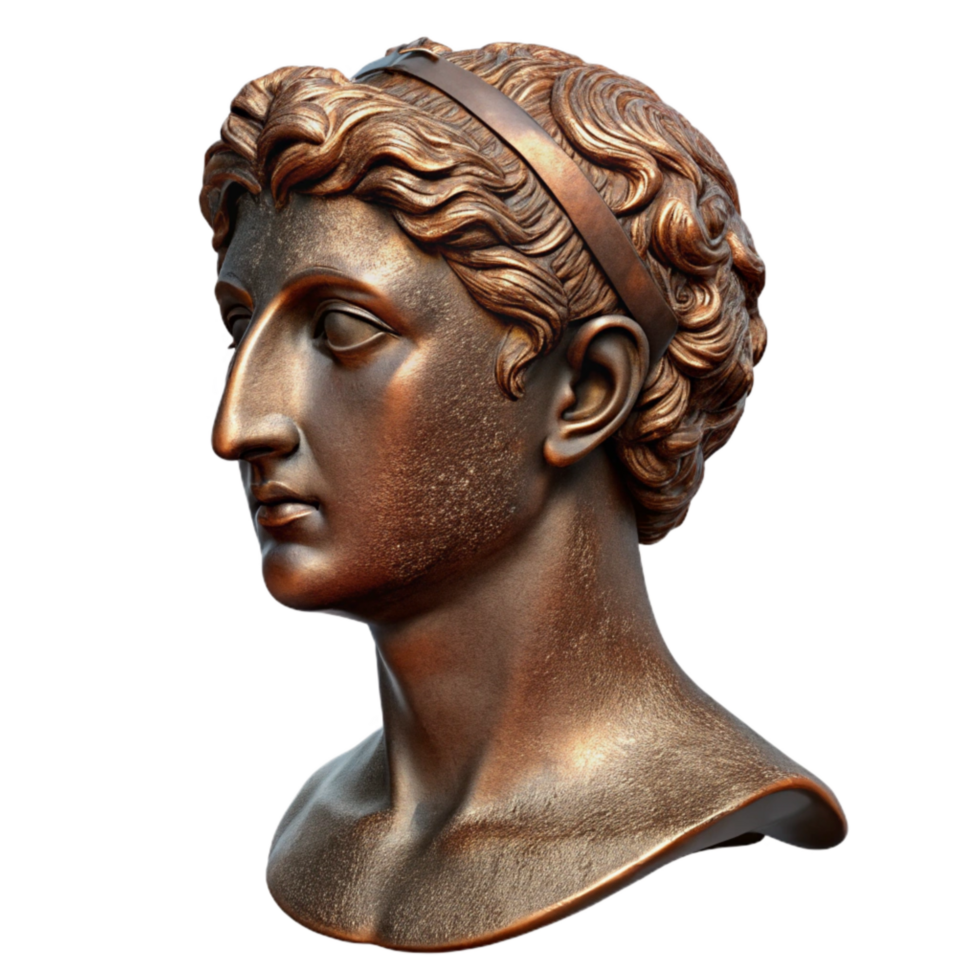 beautiful classic Bronze Statue Profile View Element high resolution png