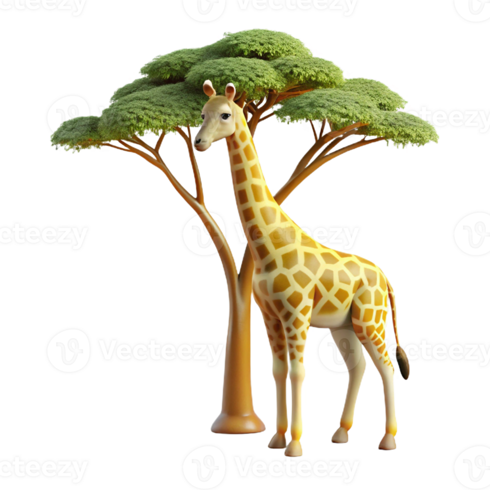 vibrant creative Giraffe Reaching for Leaves png