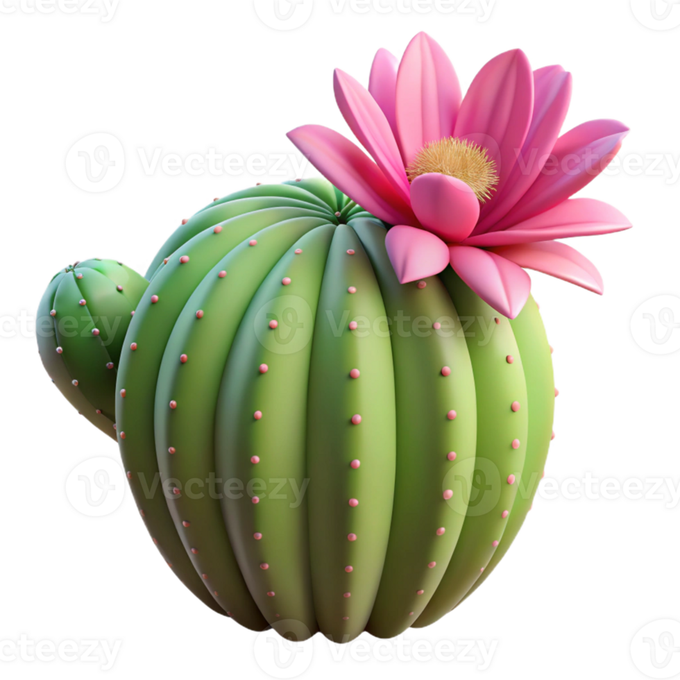 dramatic contemporary Desert Cactus with Pink Flower png