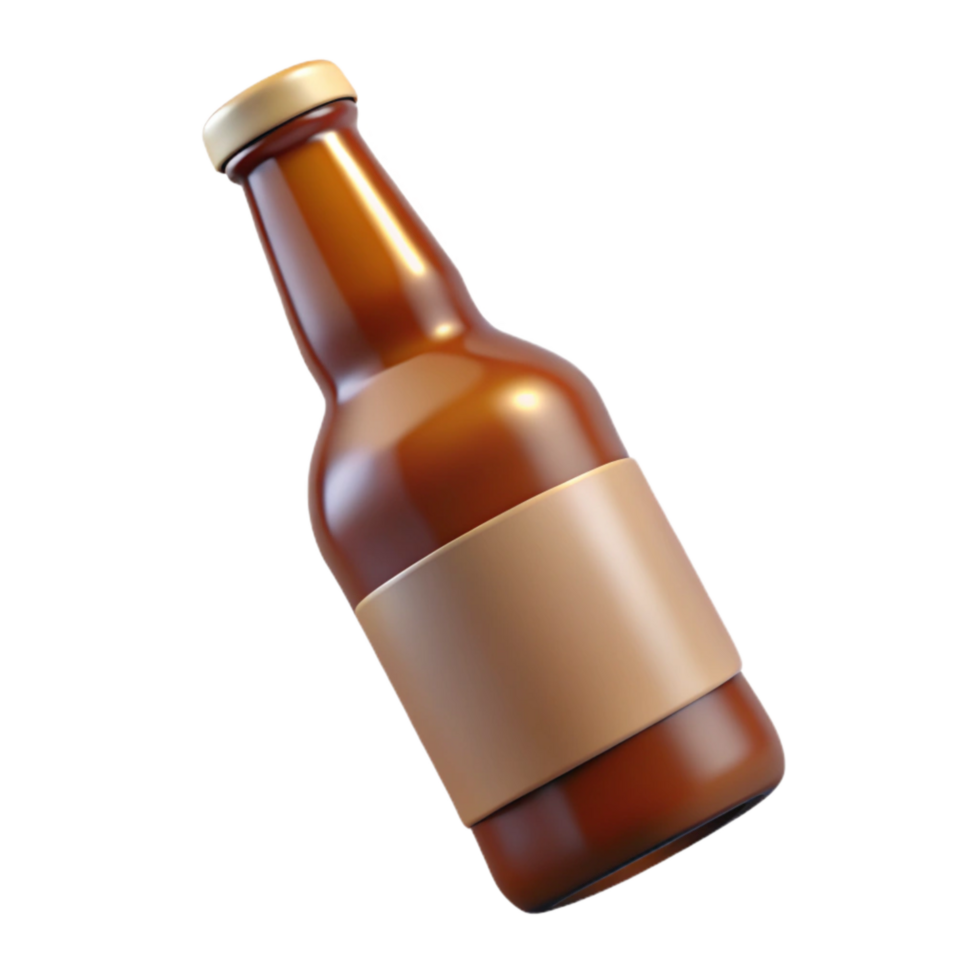 beautiful abstract Brown Beer Bottle with Blank Label Cutout premium png