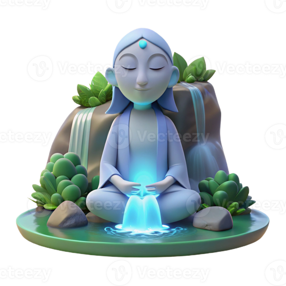 vibrant artistic A Serene Forest Spirit Meditating Under high resolution png