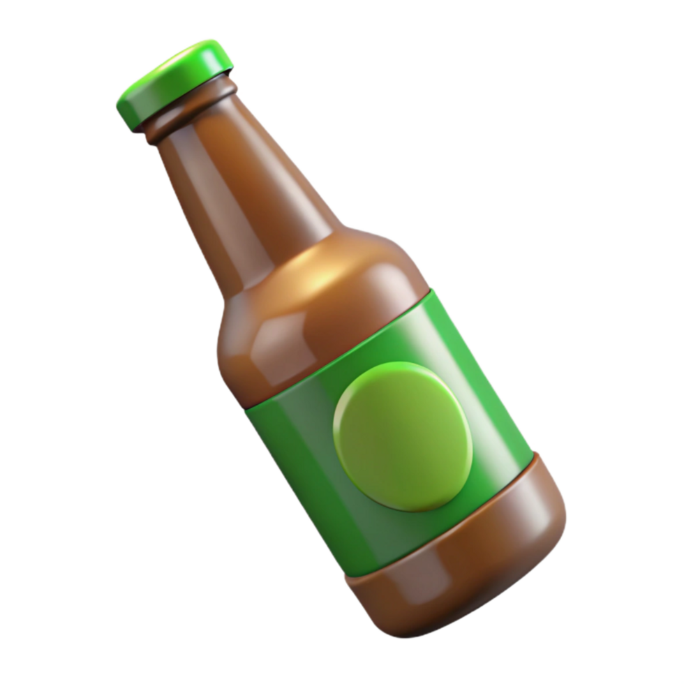 elegant rustic Brown Beer Bottle with Blank Label Cutout high resolution png