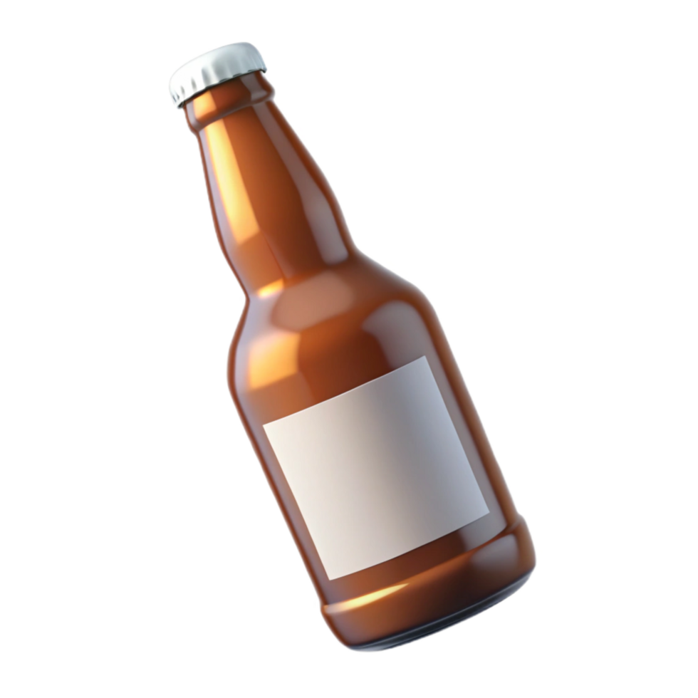 impressive traditional Brown Beer Bottle with Blank Label Cutout premium png