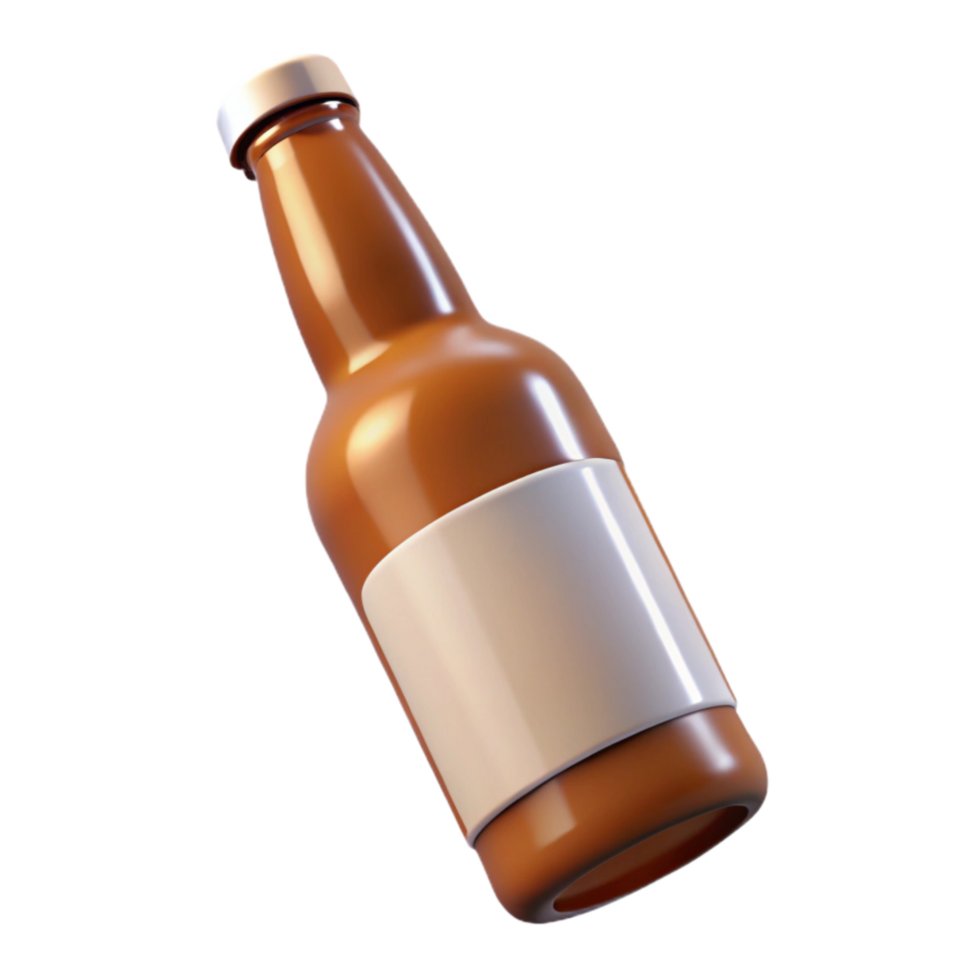 impressive modern Brown Beer Bottle with Blank Label Cutout exclusive png