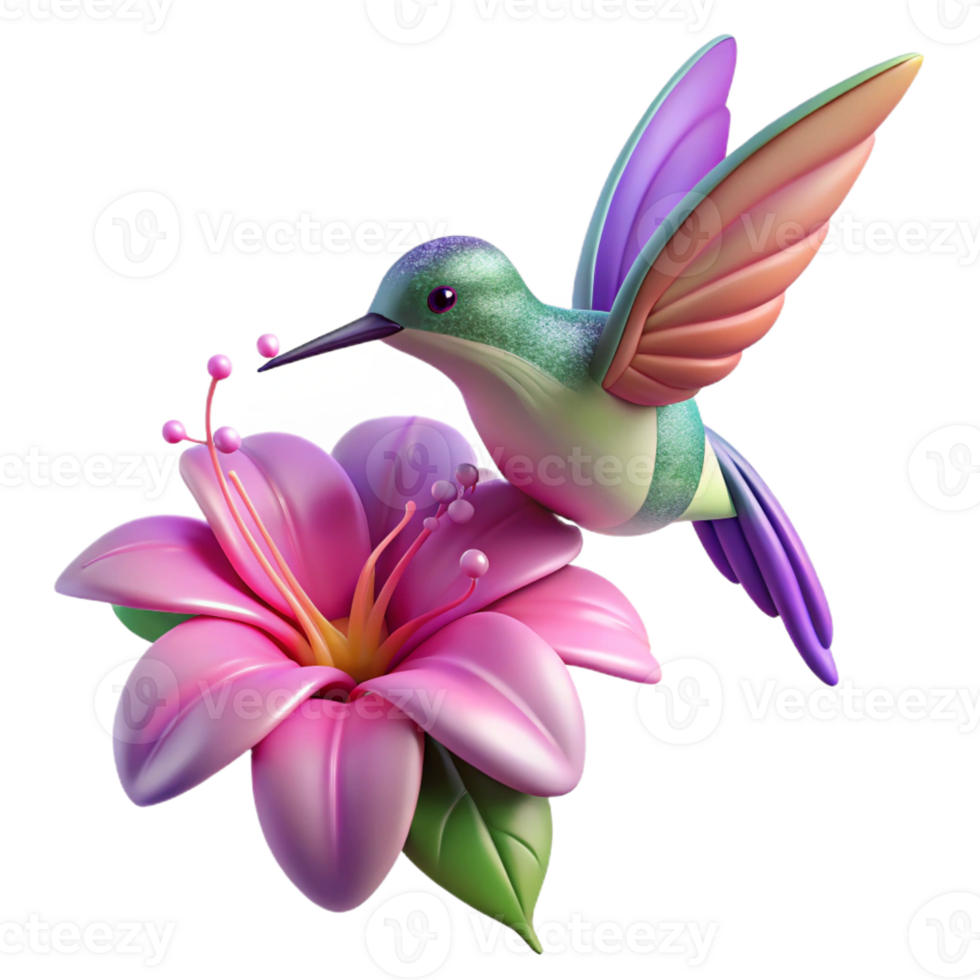 elegant traditional A Tiny Hummingbird Hovering over a Vibra premium png