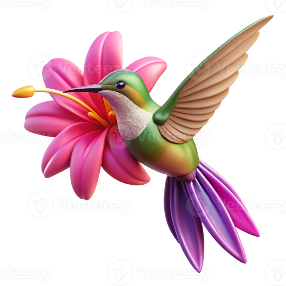 vibrant minimalist Hummingbird Hovering Near Vibrant Flowers high resolution png