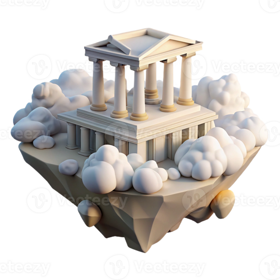impressive artistic A Floating Island with Ancient Greek Templ professional png