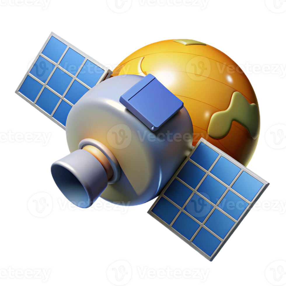 impressive modern Intricate Satellite Orbiting Earth authentic png