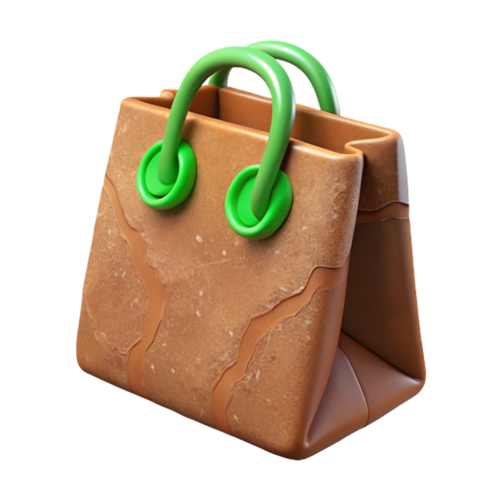extraordinary abstract Brown Paper Bag with Green Handle Transparent detailed png