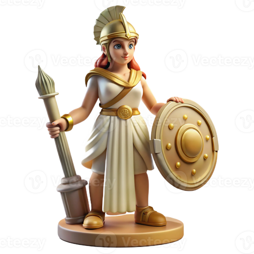 vibrant minimalist A Wise Athena Strategizing on a Battlefiel high quality png