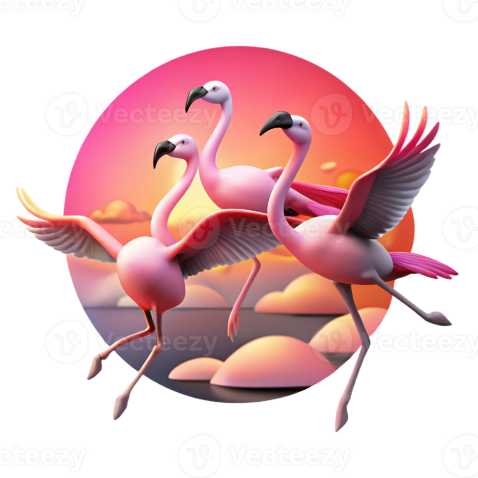 wonderful modern A Flock of Flamingos Taking Flight Against professional png