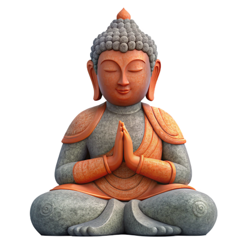 impressive contemporary Buddha Statue Meditating Pose Cutout on Transparent Background professional png