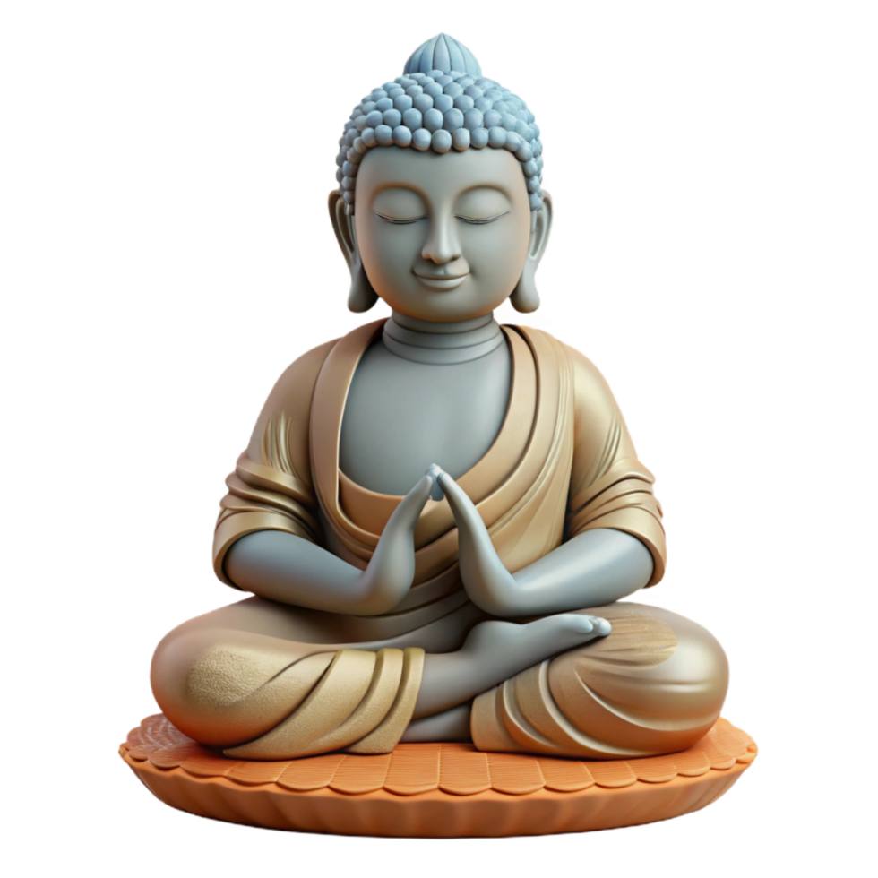 beautiful rustic Buddha Statue Meditating Pose Cutout on Transparent Background professional png