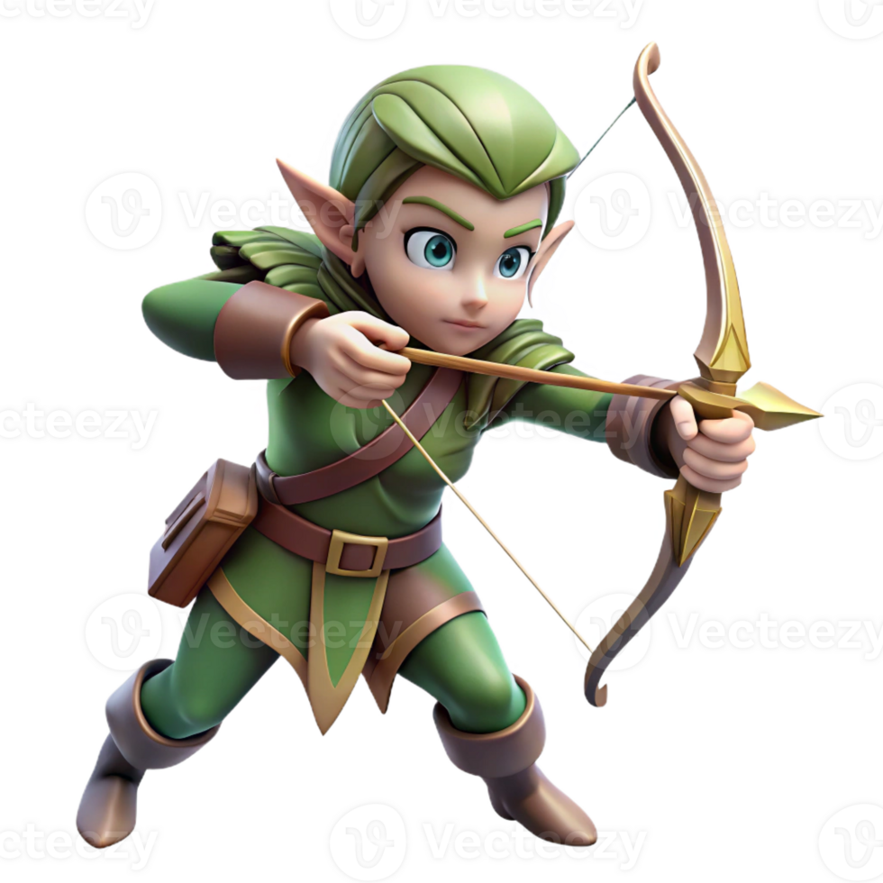 wonderful creative An Elf Archer Aiming with Precision Soft 4K png