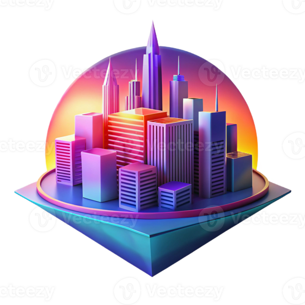 vibrant artistic An Abstract Representation of a City Skyli premium png