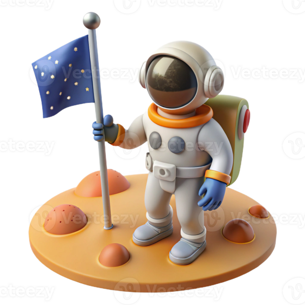 beautiful contemporary A Lone Astronaut Planting a Flag on The high quality png