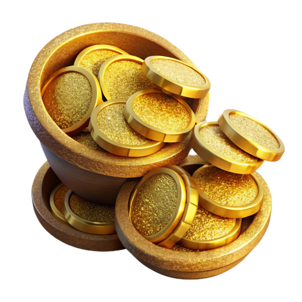 elegant artistic Buried Treasure Coins Gold Glitter high quality png