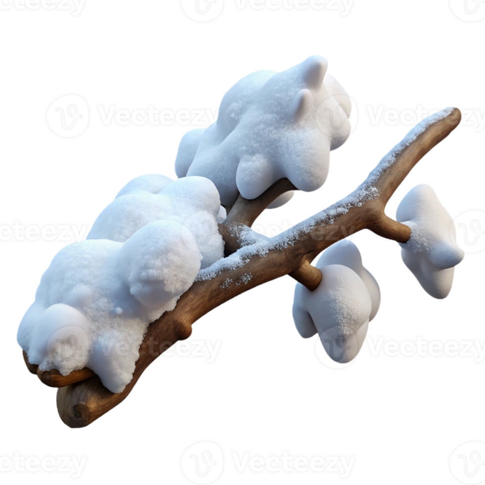 dramatic minimalist A Branch Covered in Snow Winter Landscap authentic png