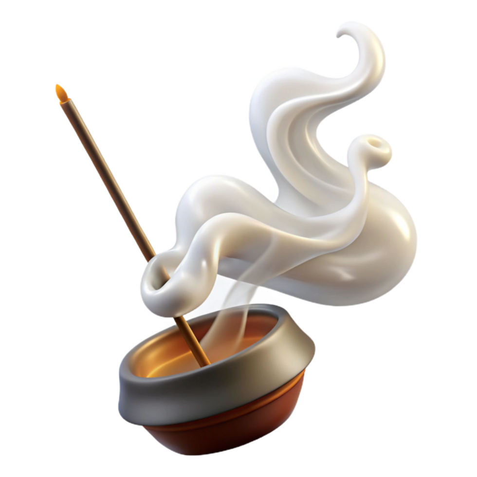 impressive abstract Burning Incense Smoke Wispy White Transparent Background premium png