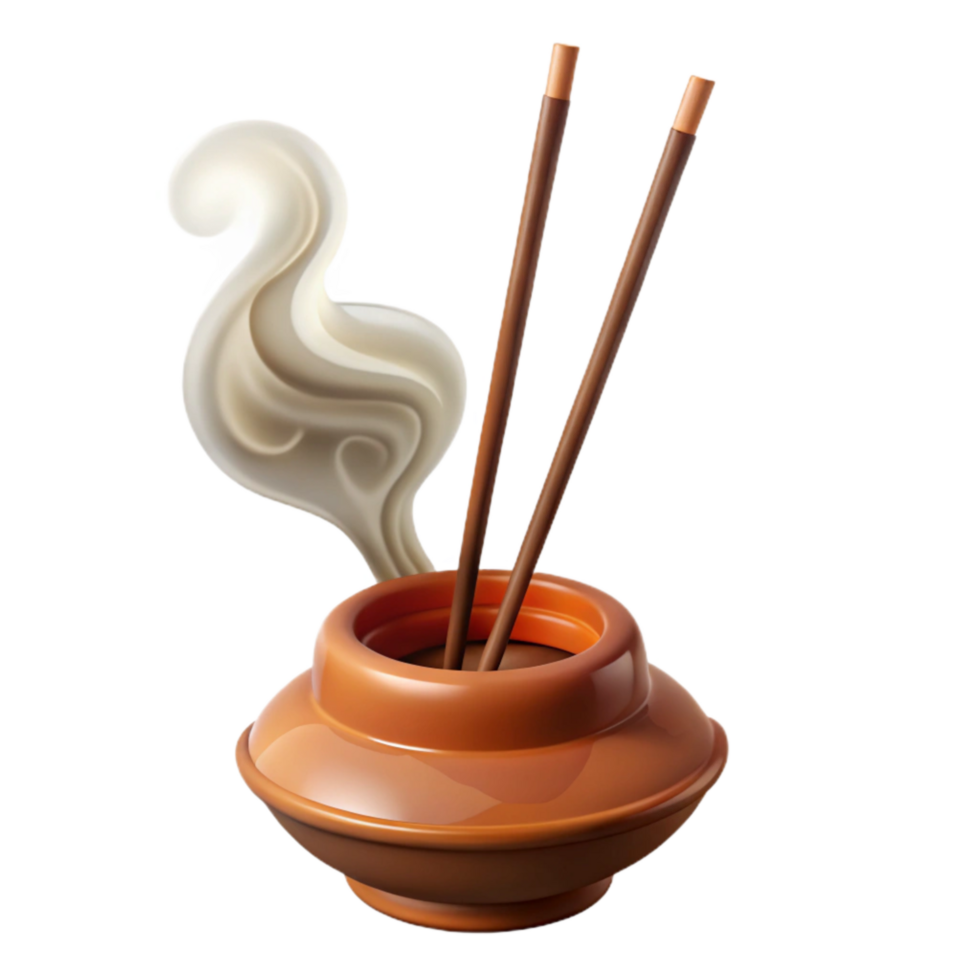 impressive minimalist Burning Incense Sticks with Smoke Element detailed png