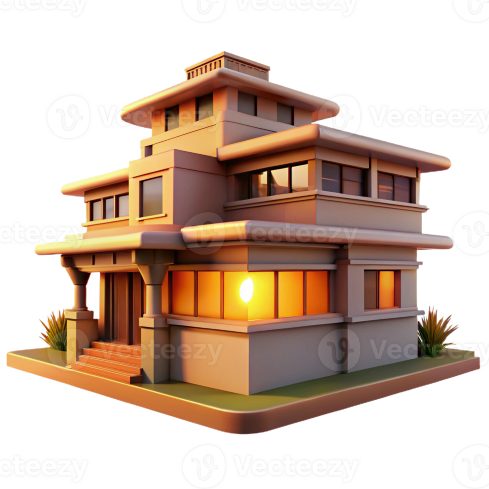 elegant traditional A Frank Lloyd Wright Inspired Prairie Hou exclusive png