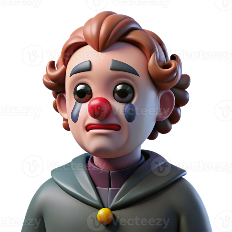 wonderful minimalist Portrait of a Melancholic Clown with Sme detailed png