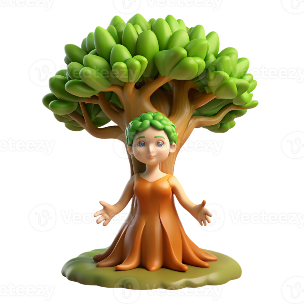 extraordinary modern A Serene Dryad Emerging from a Giant Oak T detailed png