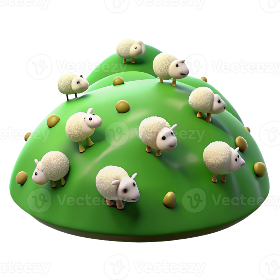 serene rustic A Rolling Green Hill Dotted with Sheep I premium png