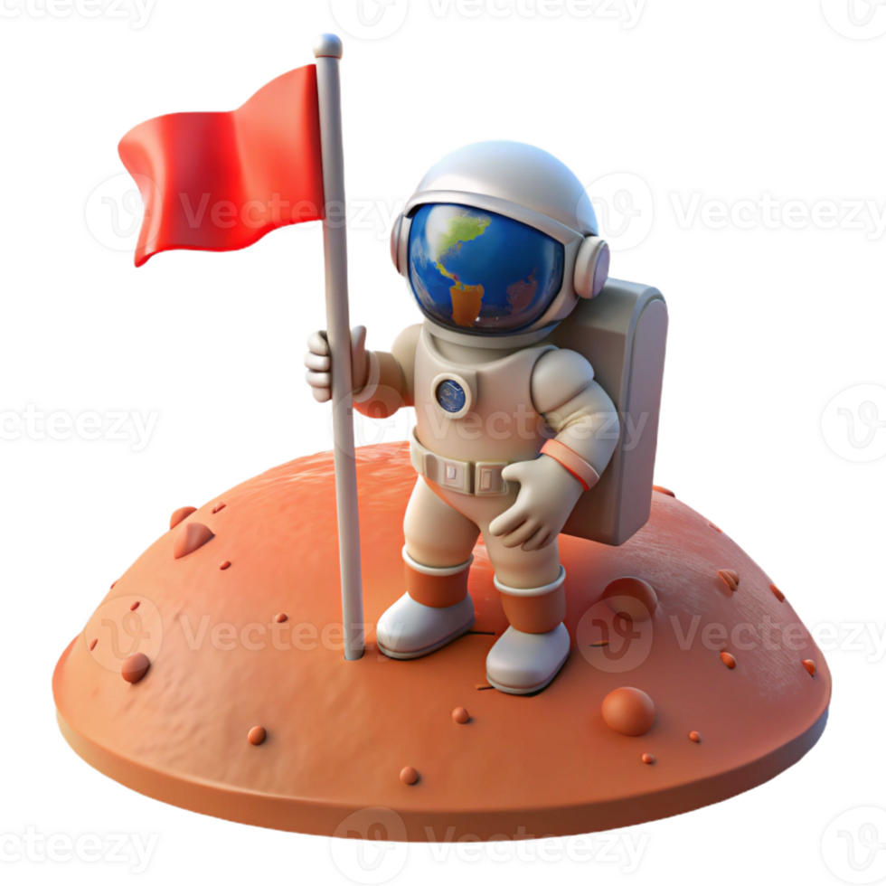 beautiful abstract A Lone Astronaut Planting a Flag on a De 4K png