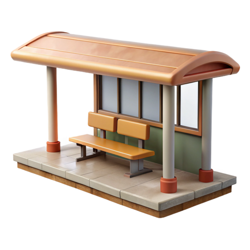 impressive vintage Bus Stop with Passengers detailed png
