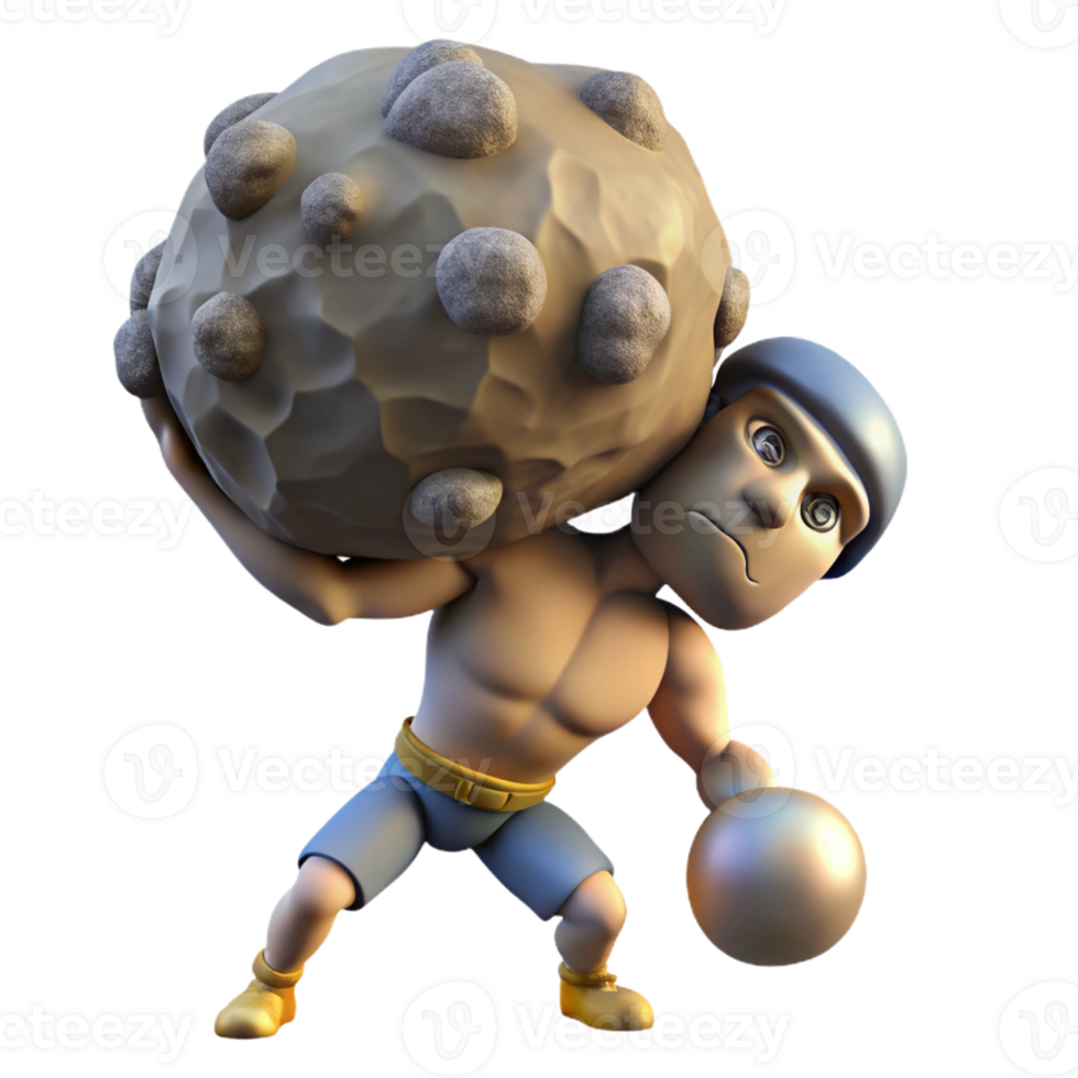 vibrant contemporary A Powerful Giant Throwing a Boulder Dram original png