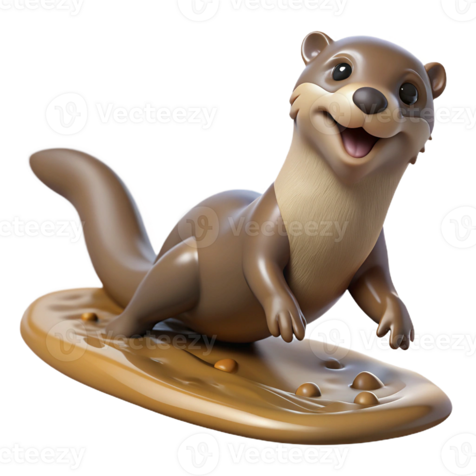 impressive classic A Playful Otter Sliding Down a Muddy Riv professional png