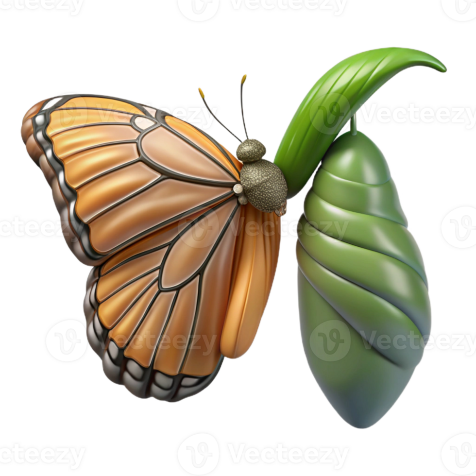 beautiful artistic Butterfly Emerging From Chrysalis detailed png