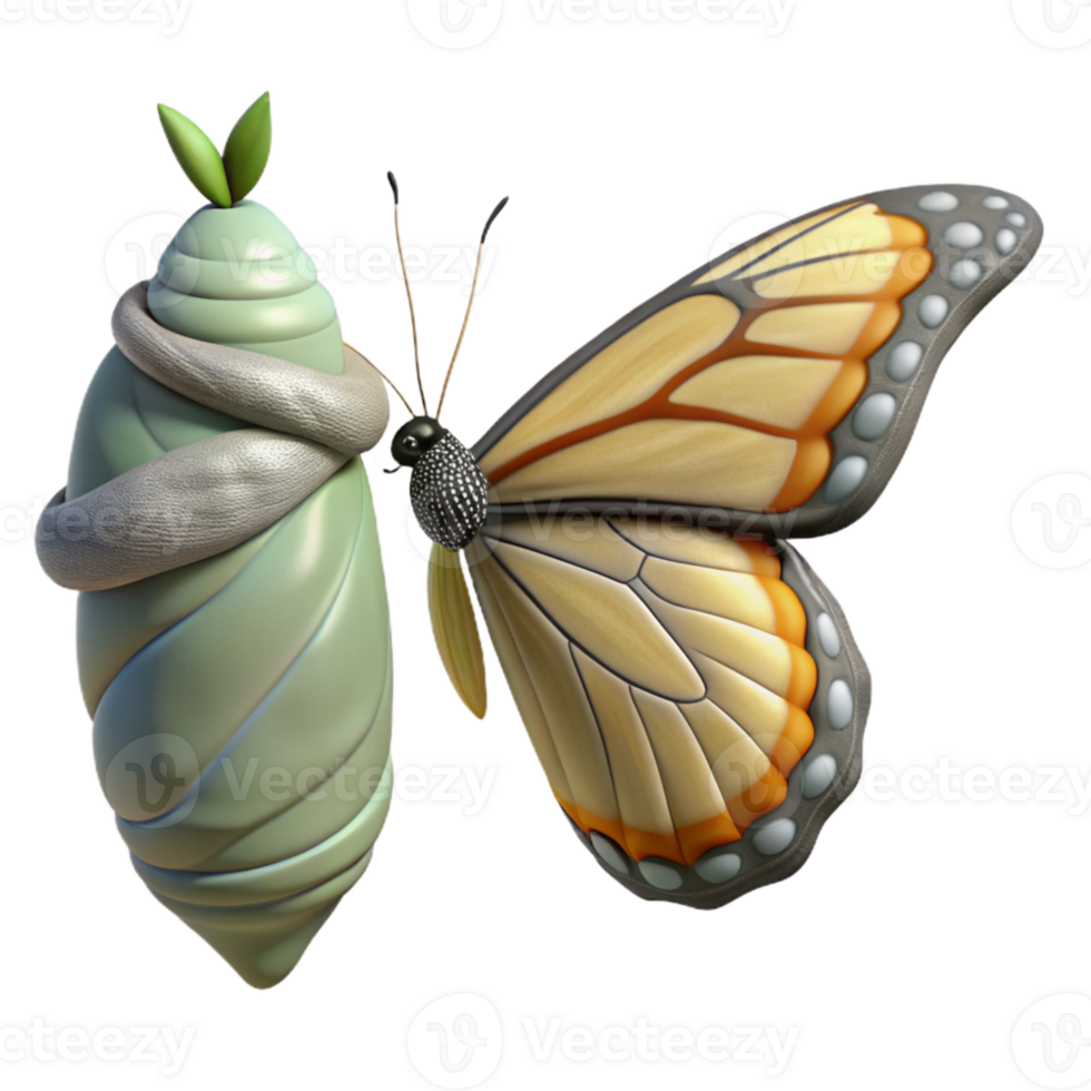 serene modern Butterfly Emerging From Chrysalis high quality png