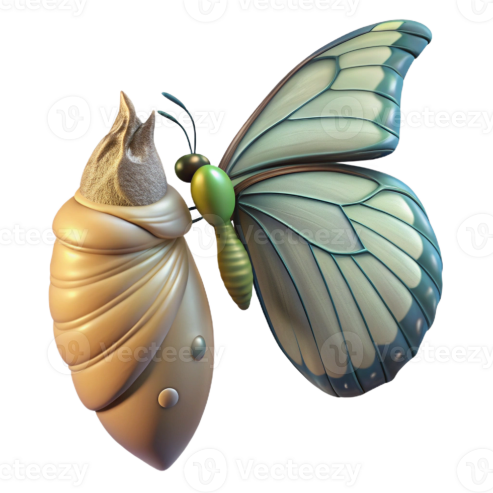 impressive vintage Butterfly Emerging From Chrysalis high quality png